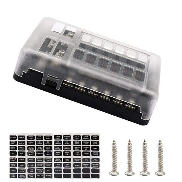12 Way Blade Fuse Holder Box Block Car Vehice Boat Circuit ATO ATC 32V