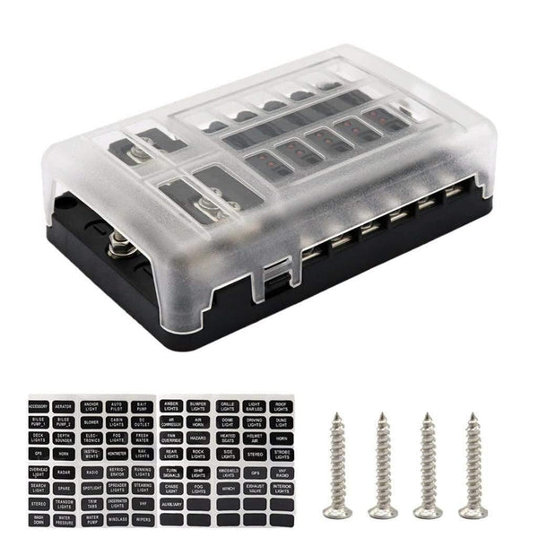 12 Way Blade Fuse Holder Box Block Car Vehice Boat Circuit ATO ATC 32V
