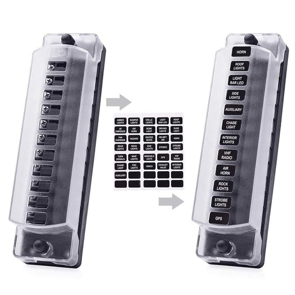 Planet Gates 12 Way DC12V-32V Automotive Blade Block Holder w/ Screw Nut Terminal Fuse Box Holder for Car Truck Vehicle Marine Boat