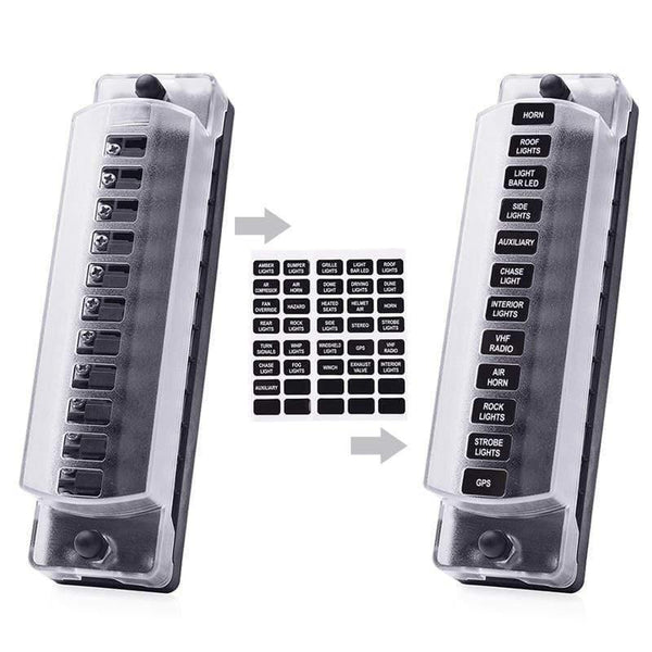 Planet Gates 12 Way DC12V-32V Automotive Blade Block Holder w/ Screw Nut Terminal Fuse Box Holder for Car Truck Vehicle Marine Boat