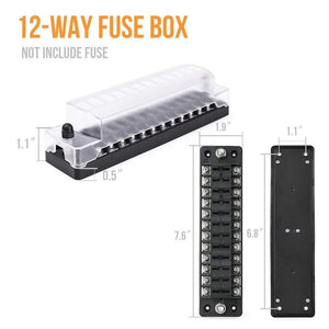 Planet Gates 12 Way DC12V-32V Automotive Blade Block Holder w/ Screw Nut Terminal Fuse Box Holder for Car Truck Vehicle Marine Boat