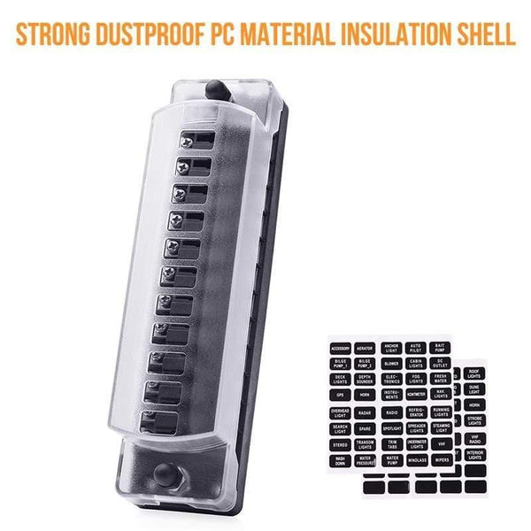 Planet Gates 12 Way DC12V-32V Automotive Blade Block Holder w/ Screw Nut Terminal Fuse Box Holder for Car Truck Vehicle Marine Boat