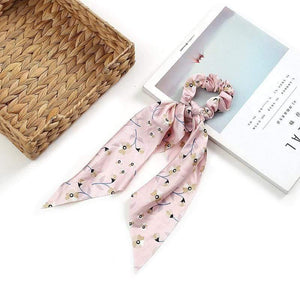 Women Streamers Scrunchies Polka Dot Floral Print Elastic Bow Hair Rope Girl Hair Ties Korean Sweet Hair Accessories Headwear