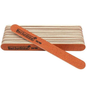 Planet Gates 120-180 100pcs Strong Thick Wood Nail File Multi Grit Wooden Sandpaper Nails File For Manicure Buffing Straight lime a ongle Nail Tools
