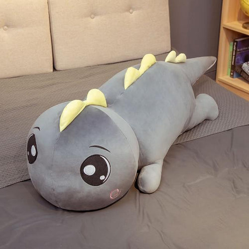 Planet Gates 120cm / gray Giant Big Eyes Dinosaur Plush Toy Soft Stuffed Cartoon Animal Dinosaur Doll Girlfriend Sleeping Pillow Baby Kids Birthday Gift