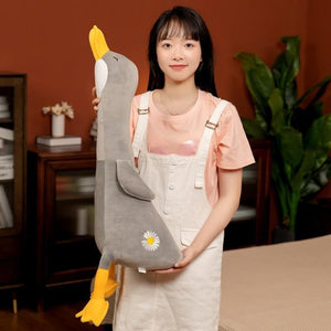 Planet Gates 120cm / grey-flower Cute Cotton Goose Stuffed Toys Animal Baby Accompanying Dolls Plush Comfort Dolls Soft Pillow Nordic Home Decor