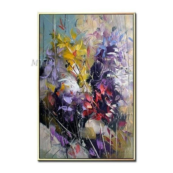 Planet Gates 120cmx180cm / Navy Blue Hand-painted Floral Purple Abstract Oil Painting Modern Wall Art Living Room No Frame Picture Home Decoration Painting
