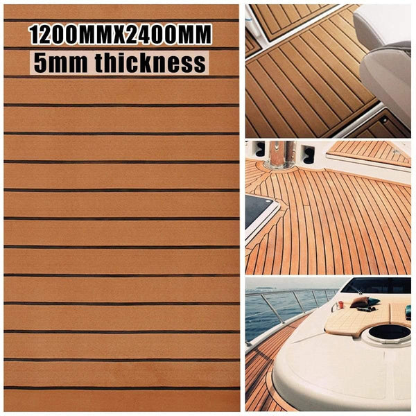 Planet Gates 120cmx240cmx5mm Self Adhesive EVA Foam Faux Teak Sheet Boat Yacht Synthetic Teak Decking Brown and Black Wholesale