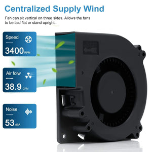 Planet Gates 120mm AC Computer Fan Blower 12cm 120x120x32mm 12032 Centrifugal w/ 120V 220V to 3V - 12V 2A with Speed Controller for Grow Tent