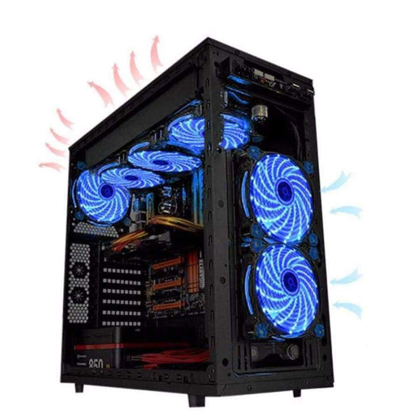 Planet Gates 120mm LED Ultra Silent Computer PC Case Fan 15 LEDs 12V With Rubber Quiet Molex Connector Easy Installed Fan High Quality!
