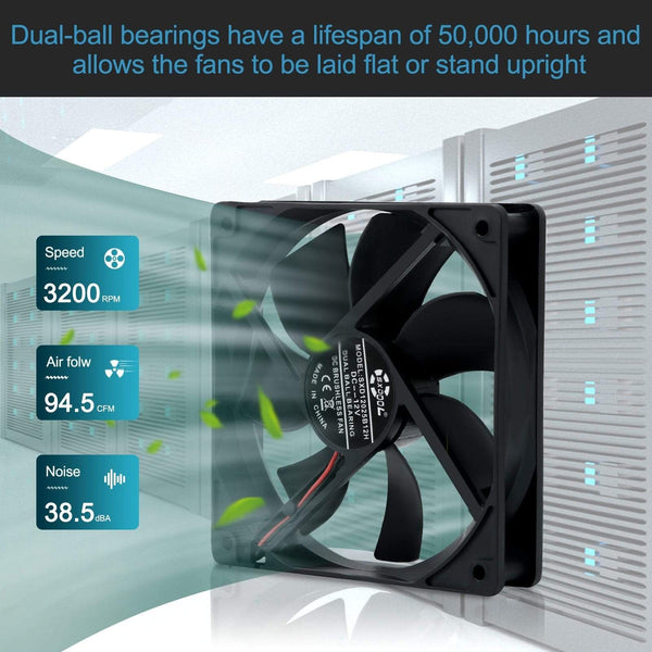 Planet Gates 120mm x 25mm 120V 220V AC Powered Cord with Speed Controller DC 3V to 12V, for Router Receiver DVR Xbox 12cm Cooling Fan