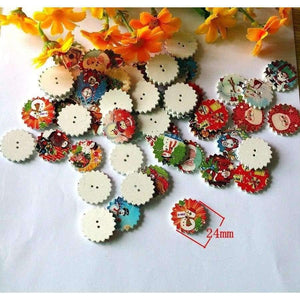 Planet Gates 120pcs/lot 24mm Mixed Color Christmas Wooden Buttons Children Cartoon Sewing Decorations Buttons Scrapbooking Crafts