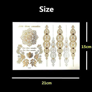 Planet Gates 120PCS/lot Gold style Temporary 3D Makeup Tattoos Henna Tatuagem Body Art Tatoo Flash Sticker Swimsuit Makeup Tool