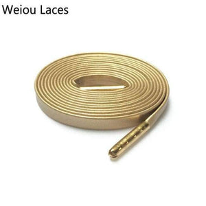 Planet Gates 1214 Gold gold tips / 100cm Official Weiou Luxury Flat Genuine Customized Sneakers Leather Shoe Laces Premium Goatskin SMOOTH Shoelaces CLEAN Shoestring