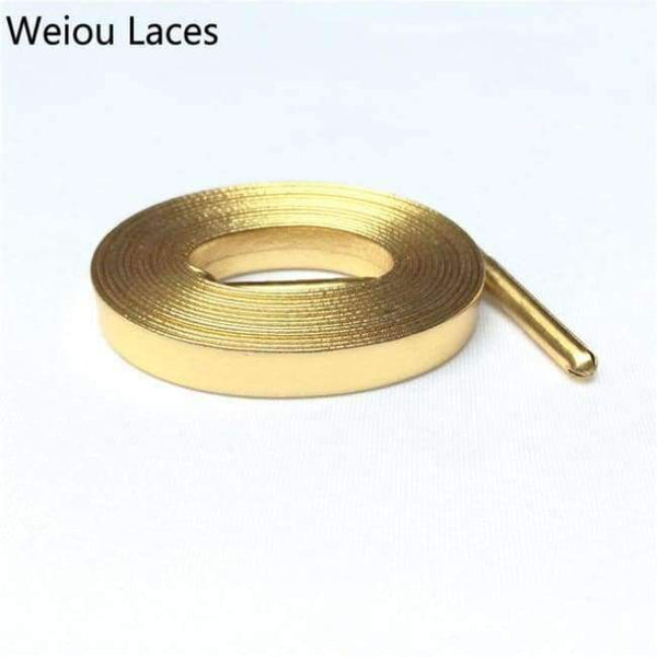 Planet Gates 1215Metal Gold gold / 100cm Official Weiou Luxury Flat Genuine Customized Sneakers Leather Shoe Laces Premium Goatskin SMOOTH Shoelaces CLEAN Shoestring