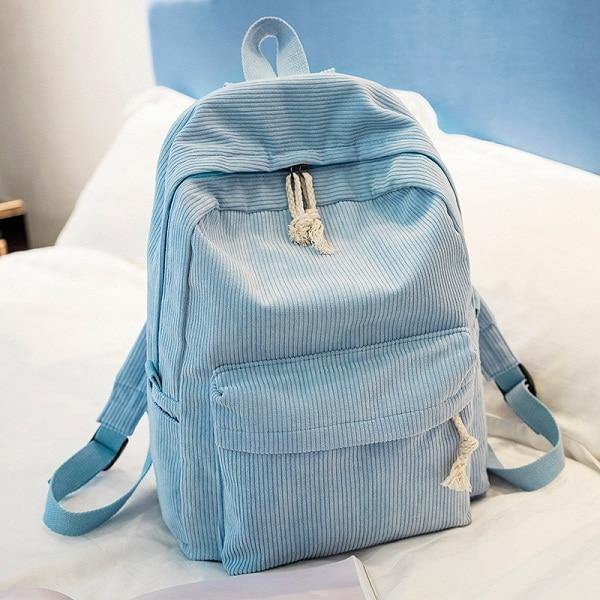 Planet Gates 1241d Style Soft Fabric Backpack Female Corduroy Design School Backpack For Teenage Girls Striped Backpack Women