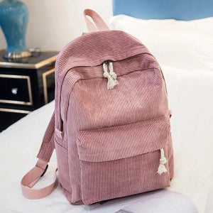 Planet Gates 1241f Style Soft Fabric Backpack Female Corduroy Design School Backpack For Teenage Girls Striped Backpack Women