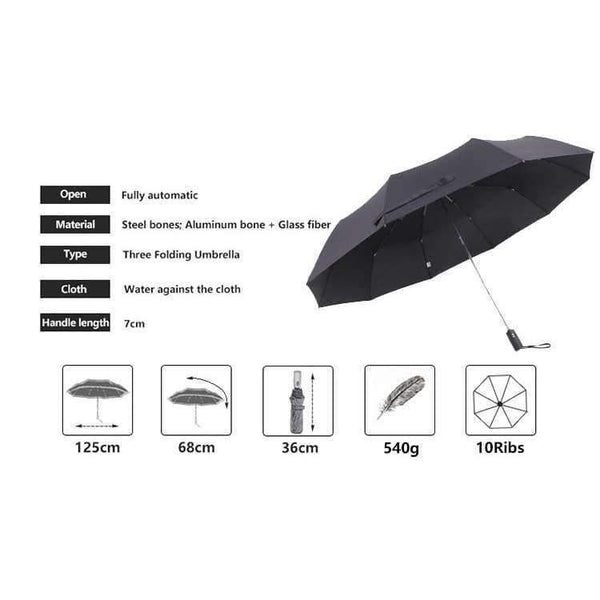 Planet Gates 125cm Automatic Umbrella Men Rain Women 3Folding Windproof Large Paraguas Male Woman Big Umbrella Outdoor Parapluie