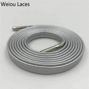 Planet Gates 1273SilverSilver tip / 100cm Official Weiou Luxury Flat Genuine Customized Sneakers Leather Shoe Laces Premium Goatskin SMOOTH Shoelaces CLEAN Shoestring