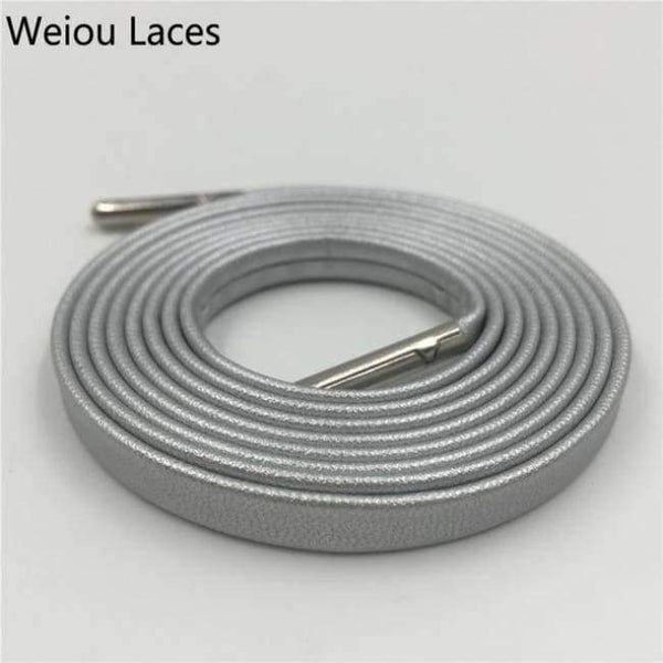 Planet Gates 1273SilverSilver tip / 100cm Official Weiou Luxury Flat Genuine Customized Sneakers Leather Shoe Laces Premium Goatskin SMOOTH Shoelaces CLEAN Shoestring