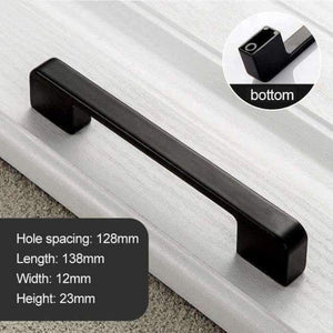 Planet Gates 128mm Hole spacing 96-320mm Cabinet Handle and Knobs Drawer Simple Pull Chest Bookcase Furniture Door Handles Wardrobe Garderobe Hardware Black