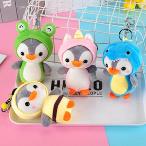 Planet Gates 12CM Cute Penguin Stuffed Plush Animal Pendant Keychain Doll Stroller Toys For Children Kids Small Mini Plush Toys Baby Gifts