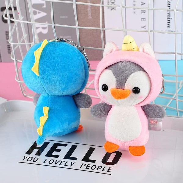 Planet Gates 12CM Cute Penguin Stuffed Plush Animal Pendant Keychain Doll Stroller Toys For Children Kids Small Mini Plush Toys Baby Gifts