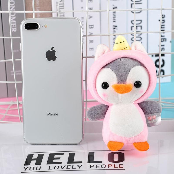Planet Gates 12CM Penguin Stuffed Plush Animal Pendant Keychain Doll Stroller Toys For Children Kids Small Mini Plush Toys Baby Xmas Gift