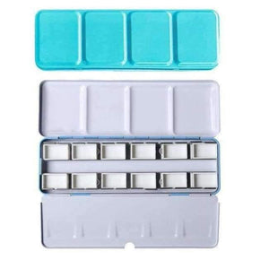 Planet Gates 12fullpan green box Empty Watercolor Paints Tins Box with 12 Pcs Full Pans and 24 Half Pans For Art Painting Palette Supplies