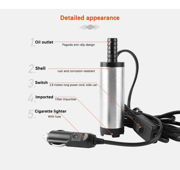 Planet Gates 12l/min 38/51MM Dc Electric Submersible Pump For Pumping Diesel Oil Water , Fuel Transfer Pump ,oil Suction Pump , 12 24 V Volt