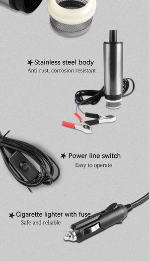 Planet Gates 12l/min 38/51MM Dc Electric Submersible Pump For Pumping Diesel Oil Water , Fuel Transfer Pump ,oil Suction Pump , 12 24 V Volt