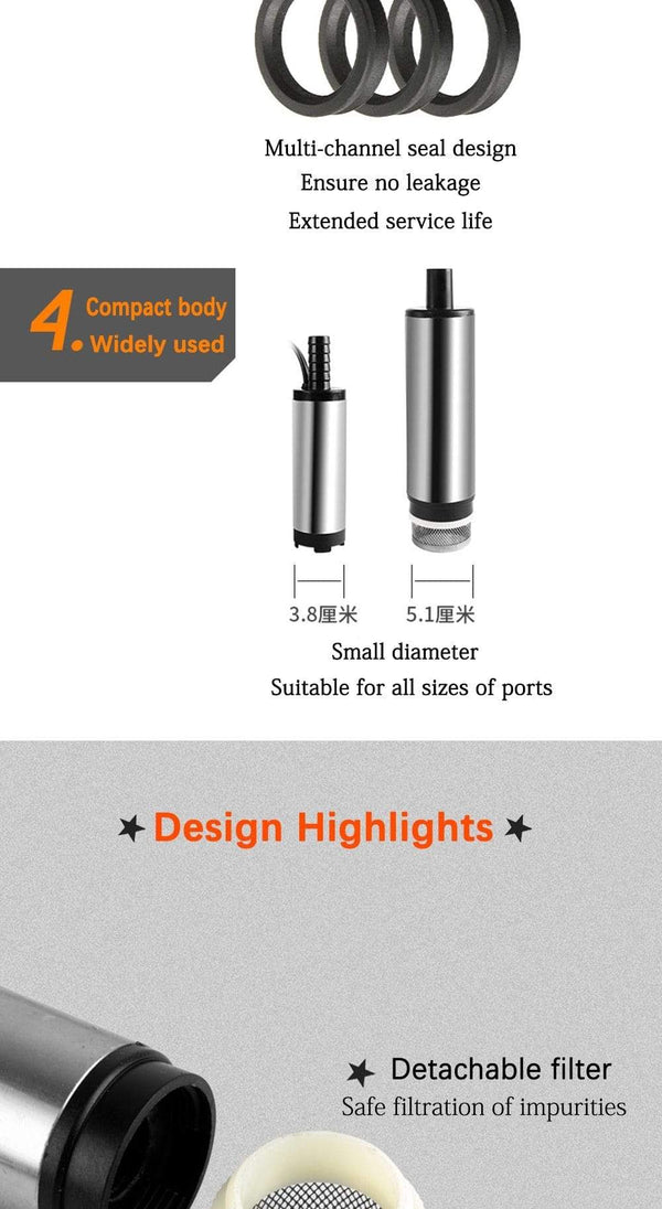 Planet Gates 12l/min 38/51MM Dc Electric Submersible Pump For Pumping Diesel Oil Water , Fuel Transfer Pump ,oil Suction Pump , 12 24 V Volt