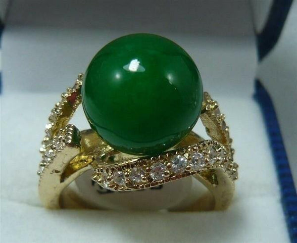 Planet Gates 12MM Green Jade Women' s Ring size 6-10
