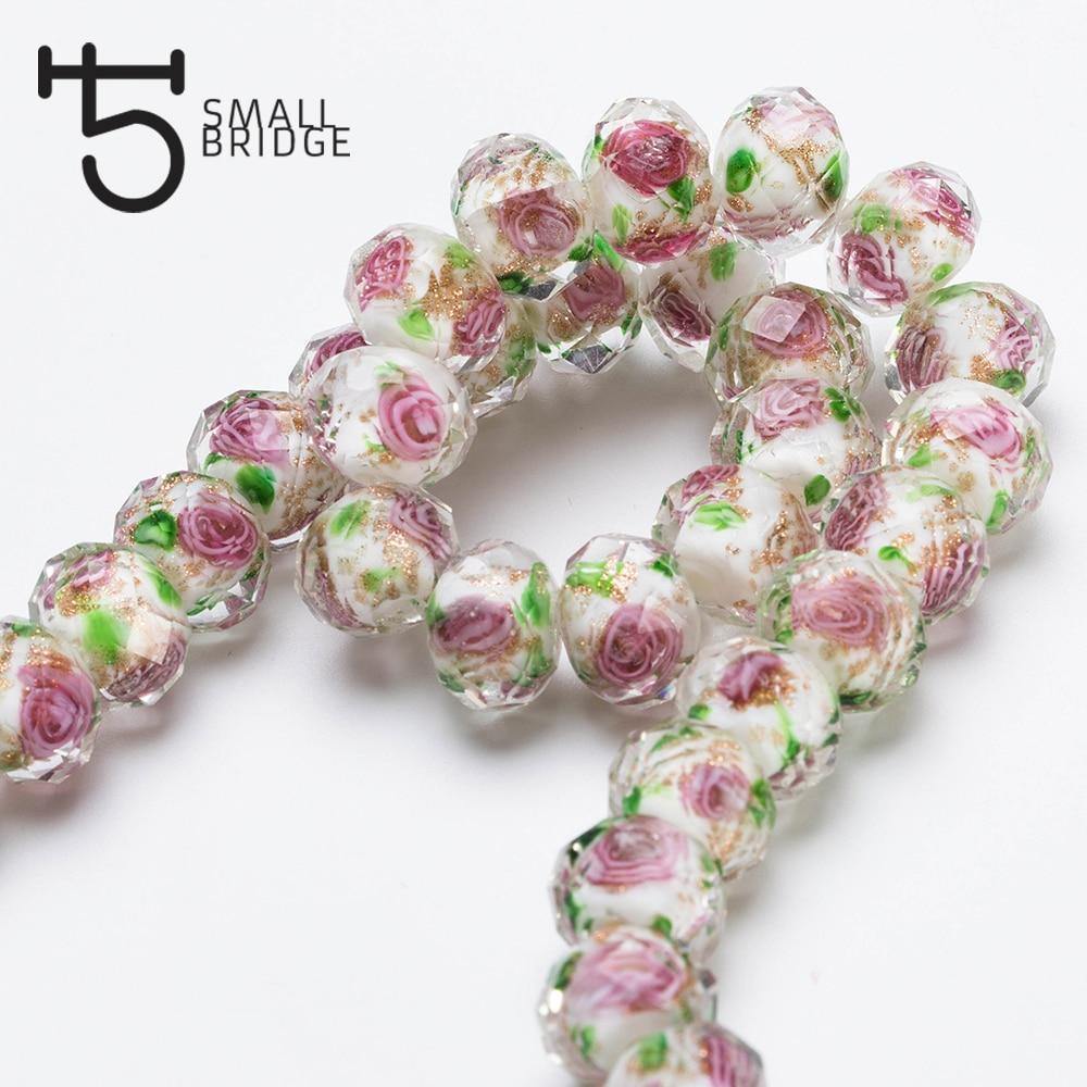 Planet Gates 12mm Large Murano Transparent Glass Lampwork Beads for Jewelry Making Women Diy Bracelet Flower Rondelle Faceted Beads L002