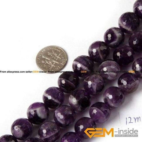 Planet Gates 12mm Round Faceted Dream Lace Amethysts,Selectable 8mm 10mm 12mm,Fashion Jewelry Beads For DIY Bracelet Making Strand 15 Inch