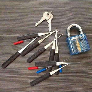 Planet Gates 12pc Black Lock Pick Set Kit Locksmith Hand Tool Broken Key Extractor Remove Removal Hook Hardware DIY Hand Tool Stainless Steel