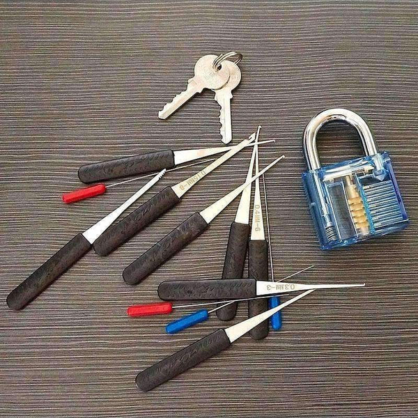 Planet Gates 12pc Black Lock Pick Set Kit Locksmith Hand Tool Broken Key Extractor Remove Removal Hook Hardware DIY Hand Tool Stainless Steel