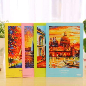 Planet Gates 12pc/lot Color world Student notebook / car line A5 diary writing pad/fashion stitching book / notebook/Office supplier