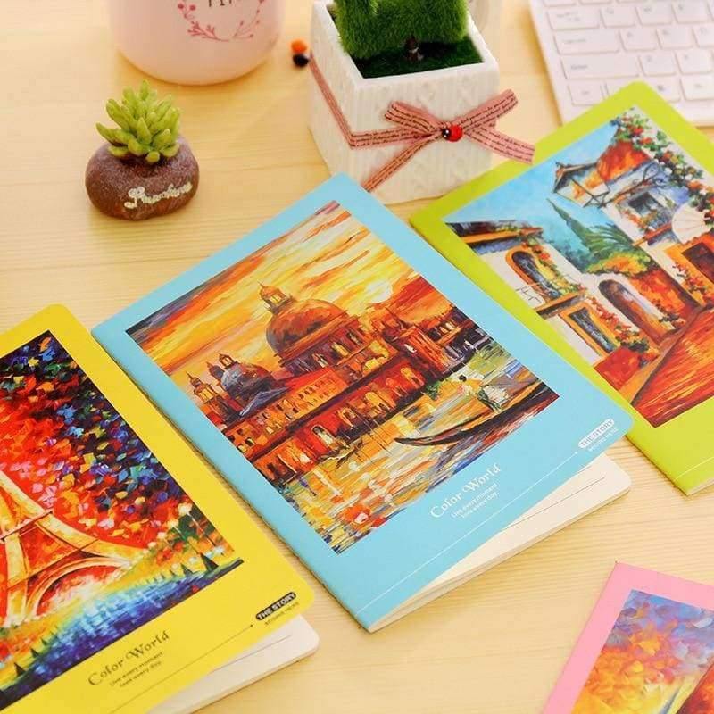 Planet Gates 12pc/lot Color world Student notebook / car line A5 diary writing pad/fashion stitching book / notebook/Office supplier