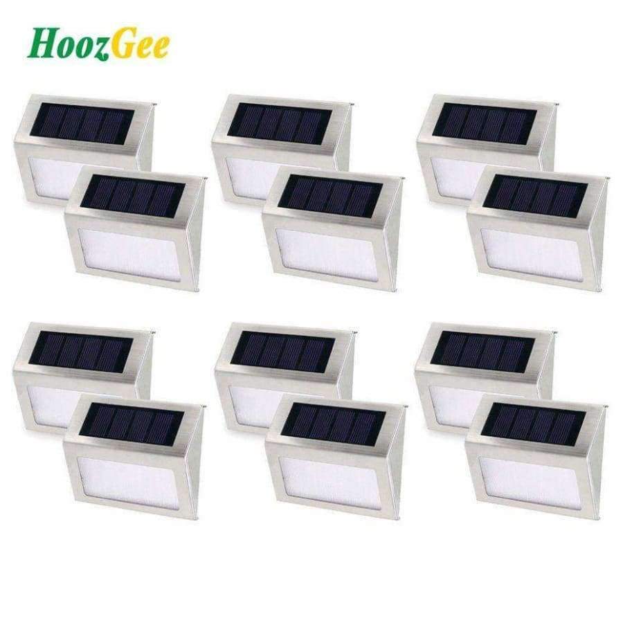 Planet Gates 12Pcs (6Pack) HoozGee Solar Lamp Outdoor Garden Step Lights Security Stairway Wall Path Light with 3 LED Beads Stair Deck Waterproof