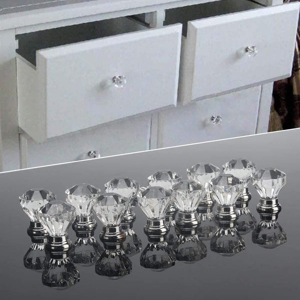 12pcs Clear Acrylic 30mm Diamond Shape Knob Cupboard Drawer Pull Handle Knobs Brand New Knobs And Kandles For Furniture Drawers