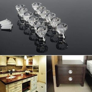 12pcs Clear Acrylic 30mm Diamond Shape Knob Cupboard Drawer Pull Handle Knobs Brand New Knobs And Kandles For Furniture Drawers