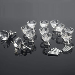 12pcs Clear Acrylic 30mm Diamond Shape Knob Cupboard Drawer Pull Handle Knobs Brand New Knobs And Kandles For Furniture Drawers