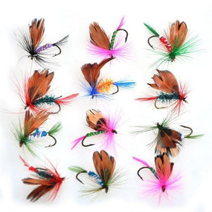 Planet Gates 12pcs Dry Flies Fly Fishing flies Kit Bass Salmon Trouts Flies Floating Fishing Lures Fishing Bait
