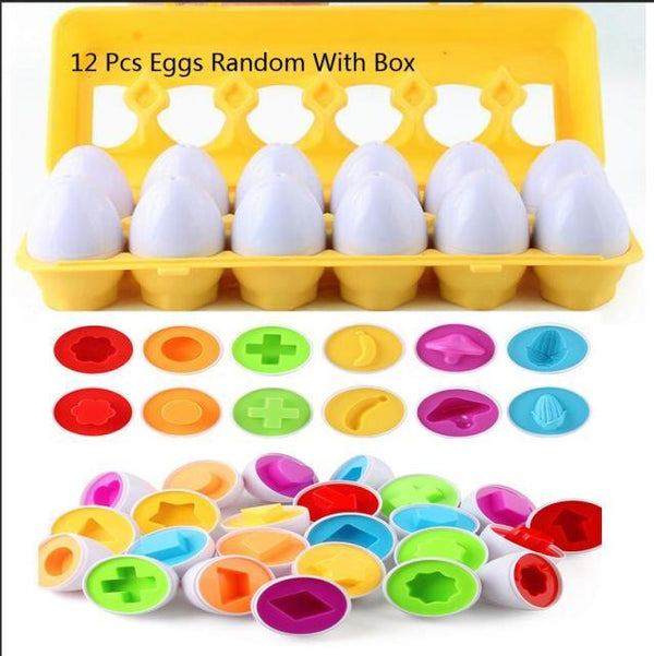 Planet Gates 12pcs Eggs Random Baby Montessori Learning Education Math Toy Smart Eggs Puzzle Shape Matching Toys Plastic Screw nut Building Blocks For Children