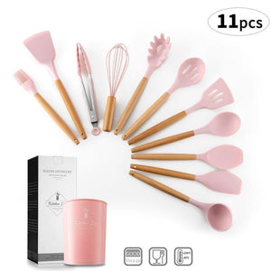 12Pcs Food Grade Silicone Kitchen Utensils Set Cooking Baking Tools With Storage Box Spatula Soup Spoon Kitchen Tools