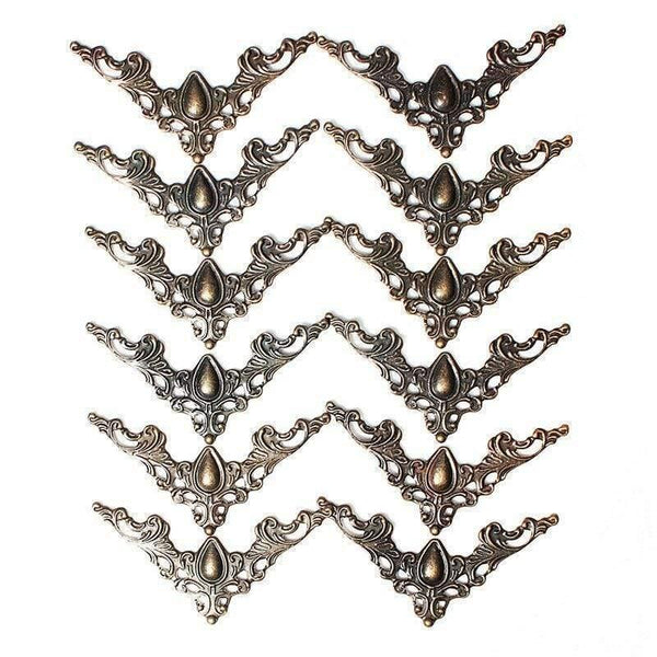 12Pcs Iron Jewelry Box Gift Wine Case Book Scrapbook Album Corner Decorative Protector Gold Silver Bronze