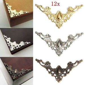 12Pcs Iron Jewelry Box Gift Wine Case Book Scrapbook Album Corner Decorative Protector Gold Silver Bronze