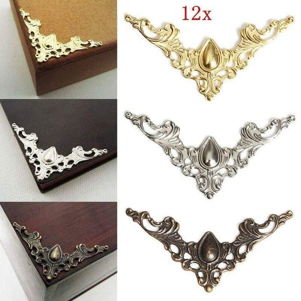 12Pcs Iron Jewelry Box Gift Wine Case Book Scrapbook Album Corner Decorative Protector Gold Silver Bronze