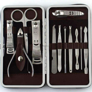 Planet Gates 12pcs Manicure Set and kit Pedicure Scissor Tweezer Knife Ear pick Utility Nail Clipper Kit, Stainless steel Nail Care Tool Sets
